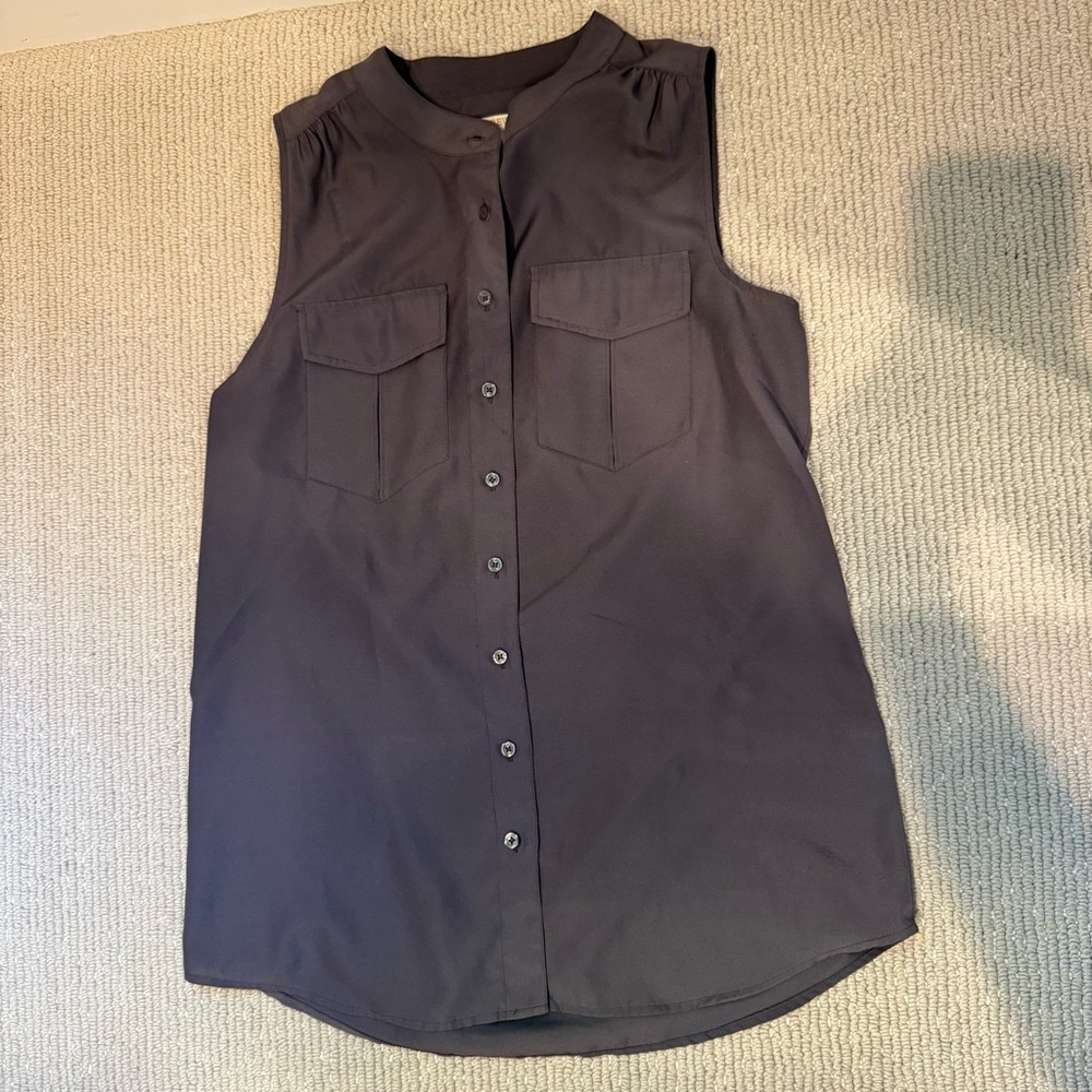 J. Crew Sleeveless Button-Down Top in Navy